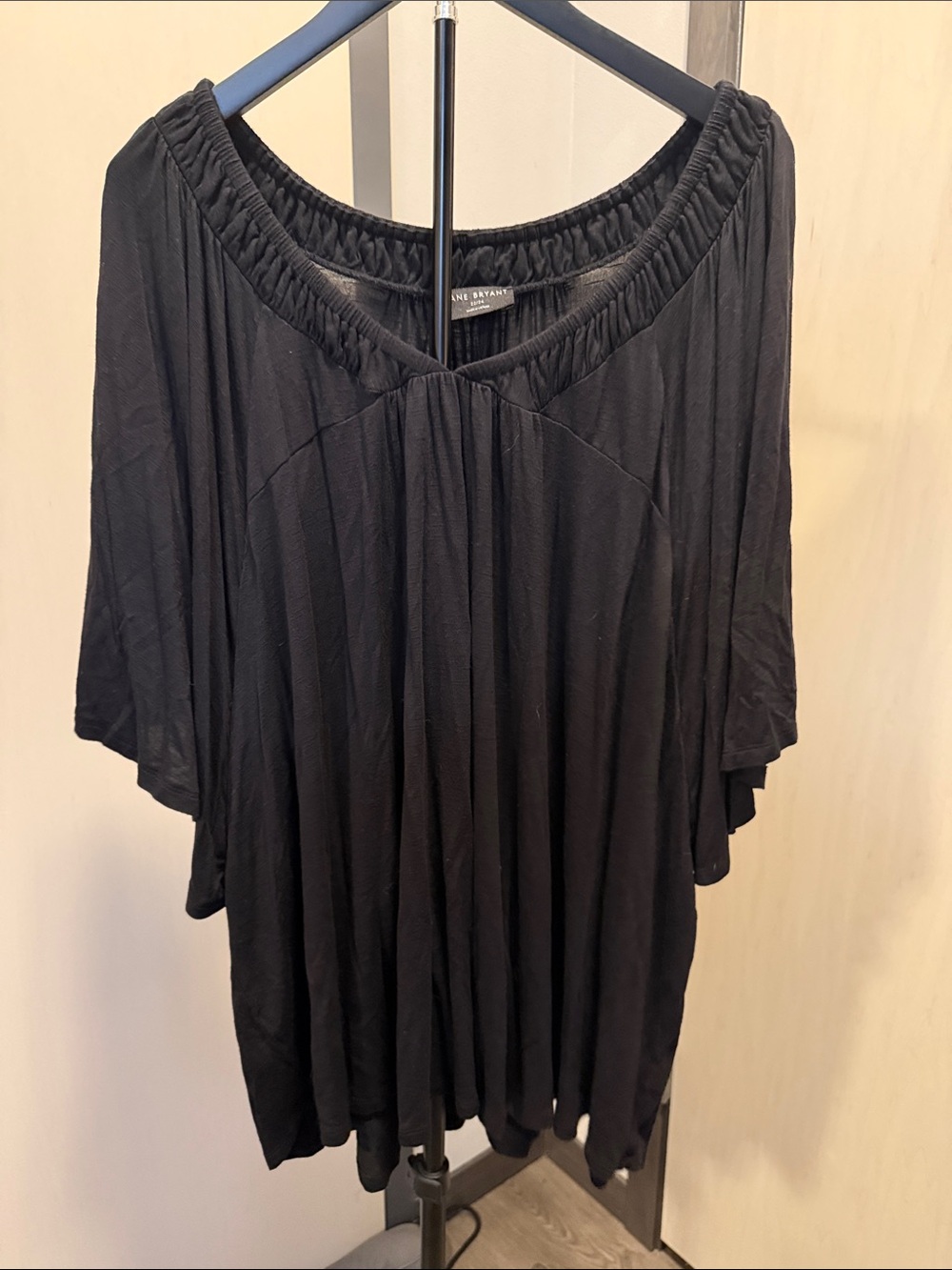 Lane Bryant Black Pleated Off-Shoulder Tunic